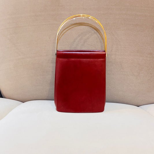 Cartier Vintage Trinity Bordeaux Leather Gold Handle Handbag