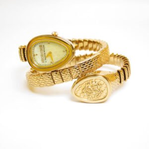 Franck Muller Vintage Roberto Cavalli By Franck Muller Shell Pearl Face Snake Core Golden Watch