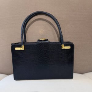 Christian Dior Vintage Lizard Navy Handbag