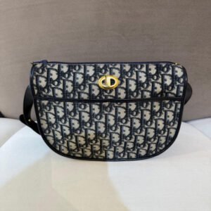 Christian Dior Vintage Trotter Monogram Navy Canvas Shoulder Bag