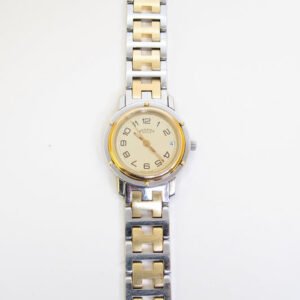 Hermes Vintage Clipper Ivory Dial with Date and H Bracelet Two Tone Watch