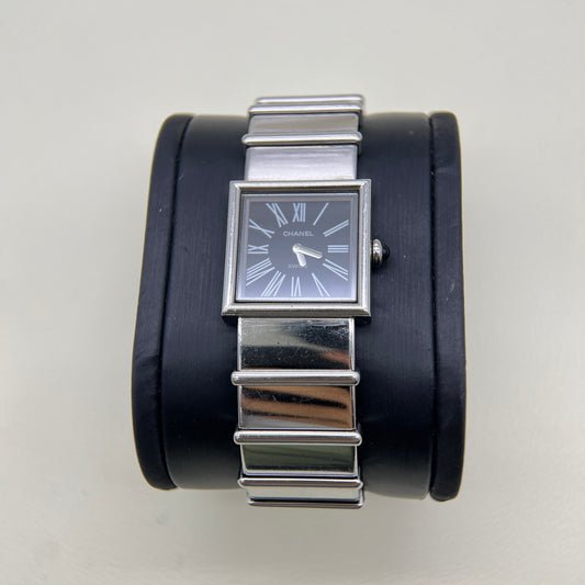 Chanel Vintage Mademoiselle Black Face Stainless Steel Watch