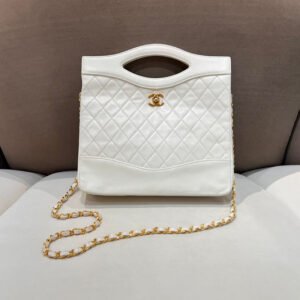 Chanel Vintage White Lambskin Classic Vintage Shopping Bag